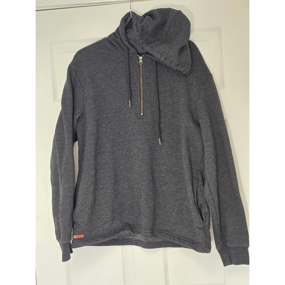 Buffalo David Bitton Mens Charcoal Grey Sherpa Lined Quarter Zip Hoodie Large